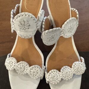 Jack Rogers / White / New / Wedge White Leather Women's Sandals / size 9.5